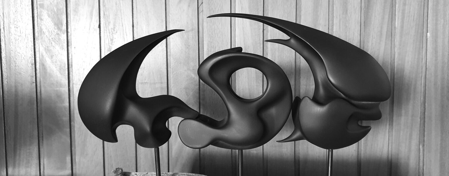 Alien metal sculpture by Katherine-Ann Mueller for specieskam