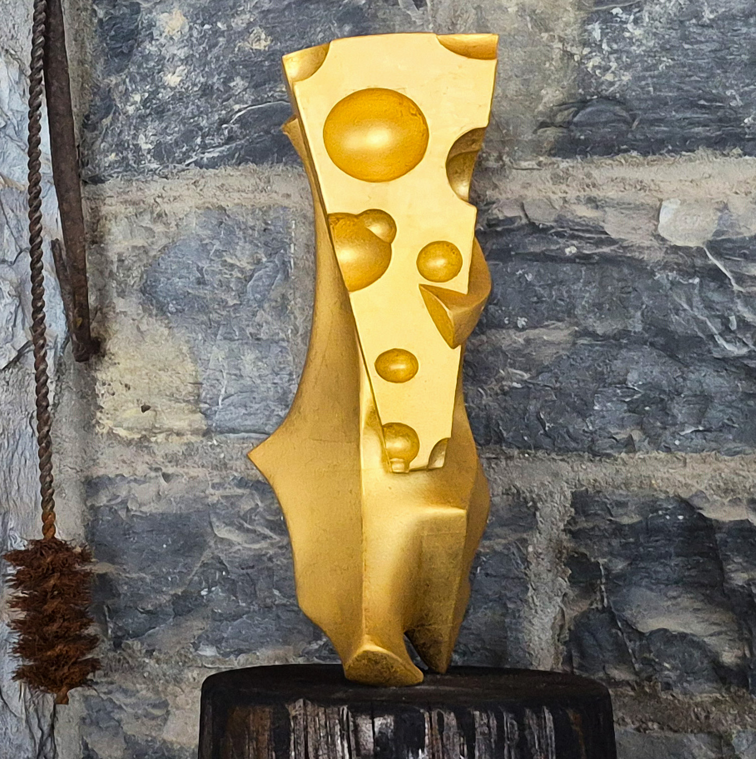 THE CHEESE gilded steel sculpture by Katherine-Ann Mueller for specieskam